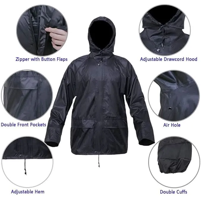 Multispace Black Rain Suit Jacket and Pants (Unisex)