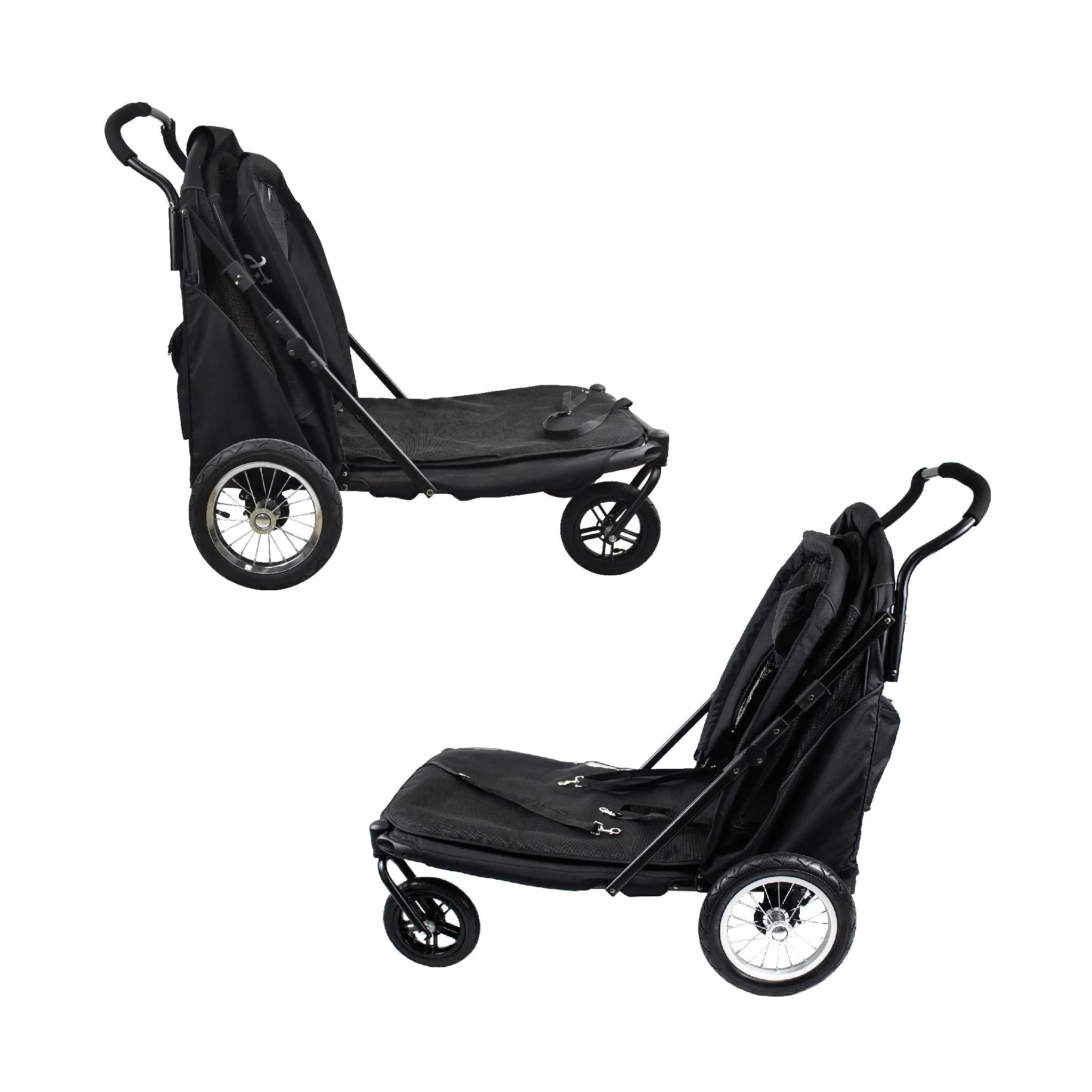 NEW & IMPROVED Apollo Elite Pet Stroller: Sturdy Ramp, Low to Ground, Air-Filled Bike Tires, Peek-a-Boo Window Folds Compact, Convertible Canopy, For Large & Multiple Dogs, Supports up to 133 LBS