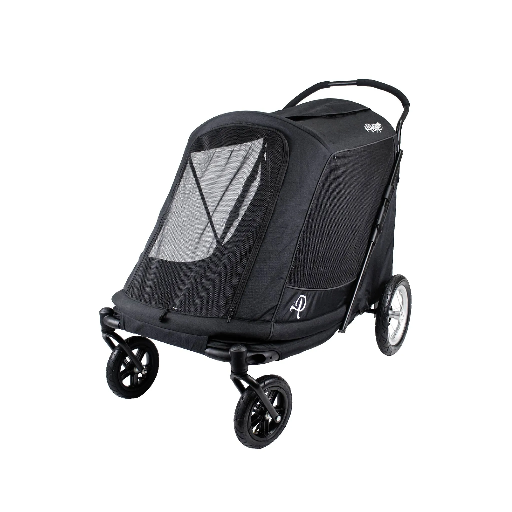 NEW & IMPROVED Apollo Elite Pet Stroller: Sturdy Ramp, Low to Ground, Air-Filled Bike Tires, Peek-a-Boo Window Folds Compact, Convertible Canopy, For Large & Multiple Dogs, Supports up to 133 LBS