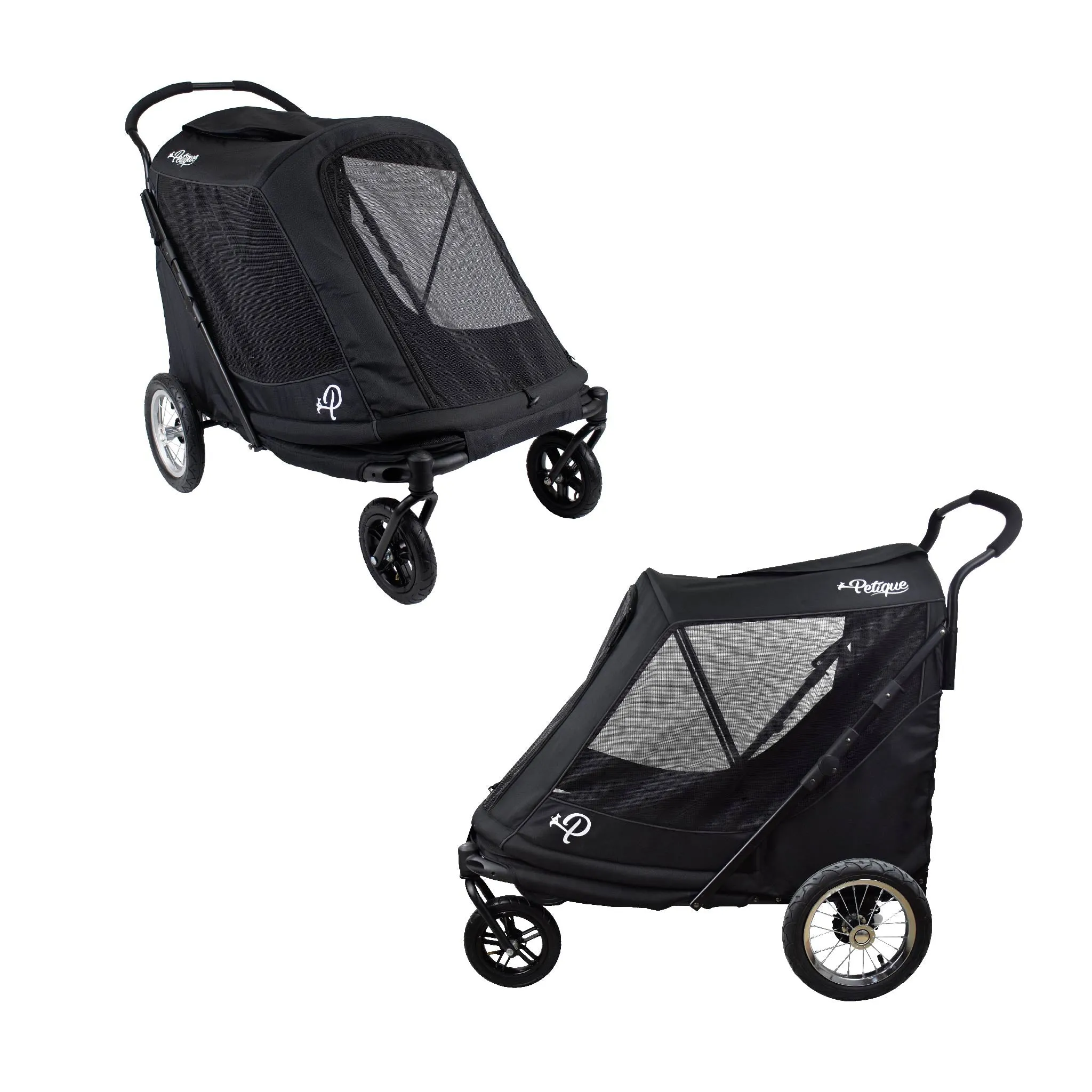 NEW & IMPROVED Apollo Elite Pet Stroller: Sturdy Ramp, Low to Ground, Air-Filled Bike Tires, Peek-a-Boo Window Folds Compact, Convertible Canopy, For Large & Multiple Dogs, Supports up to 133 LBS