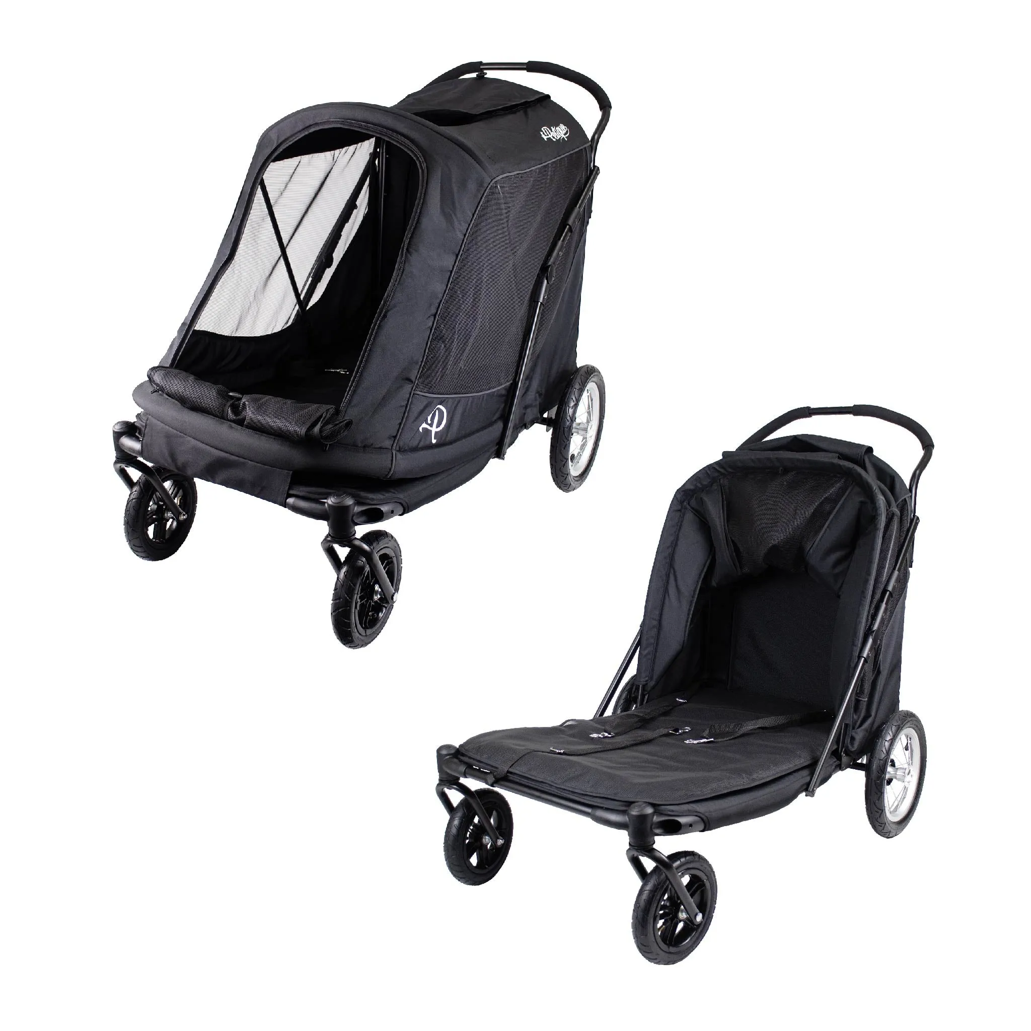 NEW & IMPROVED Apollo Elite Pet Stroller: Sturdy Ramp, Low to Ground, Air-Filled Bike Tires, Peek-a-Boo Window Folds Compact, Convertible Canopy, For Large & Multiple Dogs, Supports up to 133 LBS