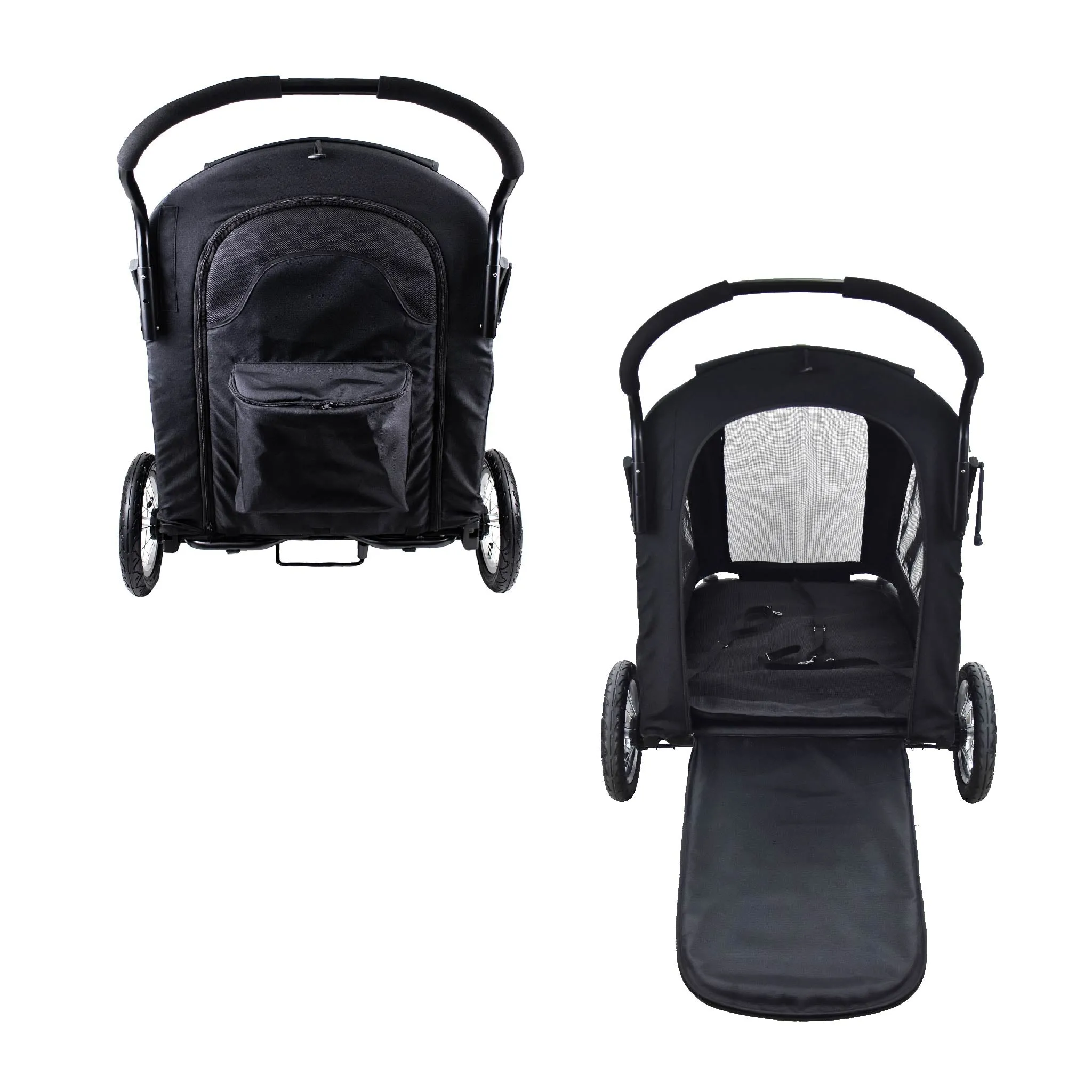 NEW & IMPROVED Apollo Elite Pet Stroller: Sturdy Ramp, Low to Ground, Air-Filled Bike Tires, Peek-a-Boo Window Folds Compact, Convertible Canopy, For Large & Multiple Dogs, Supports up to 133 LBS