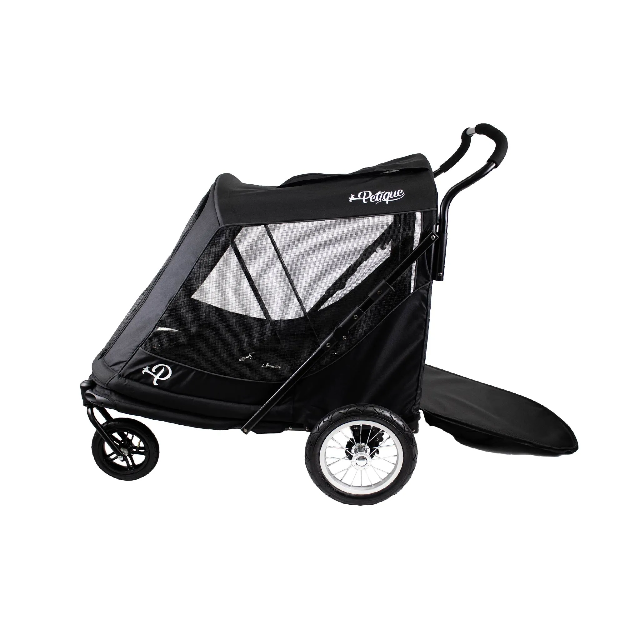 NEW & IMPROVED Apollo Elite Pet Stroller: Sturdy Ramp, Low to Ground, Air-Filled Bike Tires, Peek-a-Boo Window Folds Compact, Convertible Canopy, For Large & Multiple Dogs, Supports up to 133 LBS