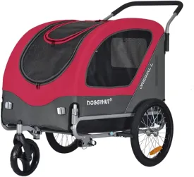 Original Large Pet Bike Trailer & Stroller 2-in-1,for Dogs up to 78 lbs,Parking Brakes,Easy Folding Cart Frame, Quick Release Wheel, Universal Bicycle Coupler (Red)