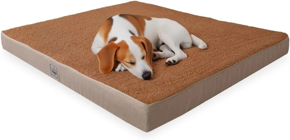 Orthopedic Dog Bed for Large Dogs- Waterproof, Ultra Soft Foam Pet Bed Mat, Removable Washable Cover and Nonskid Bottom, Brown