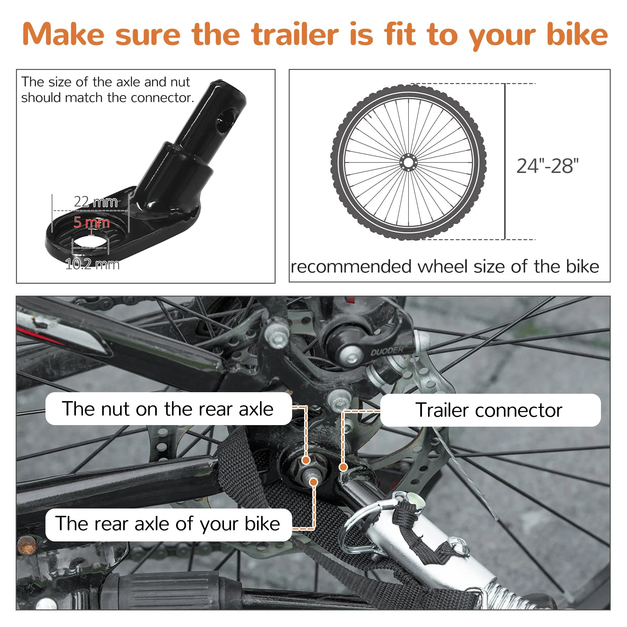 PawHut 2-in-1 Dog Bicycle Trailer w/ Safety Leash, Reflectors - Orange