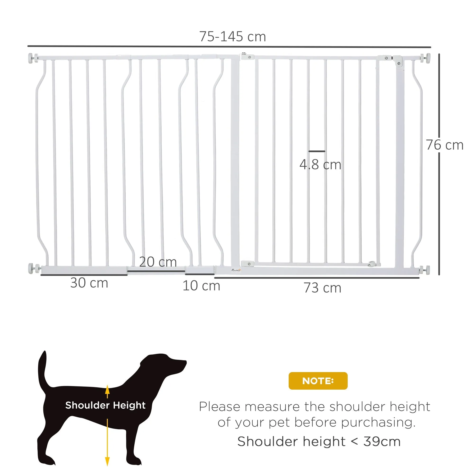 PawHut Dog Gate Extra Wide Stairway Gate for Pet with Door