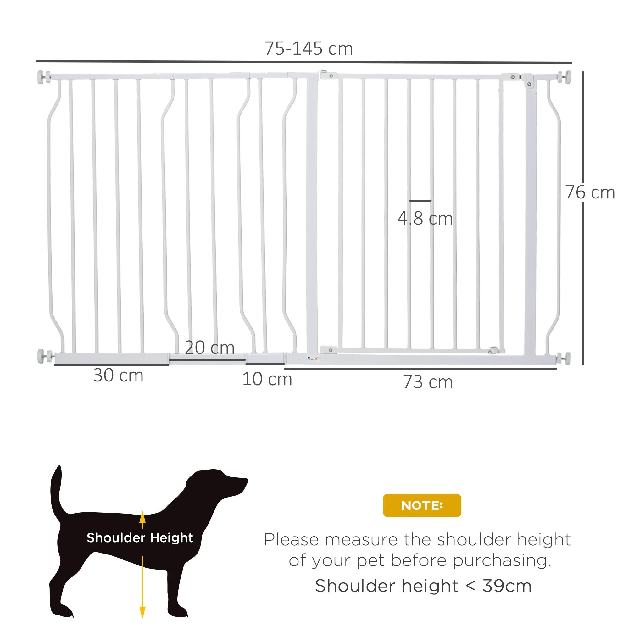 PawHut Dog Gate Extra Wide Stairway Gate for Pet with Door