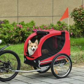 PawHut Folding Bicycle Pet Trailer W/Removable Cover-Red
