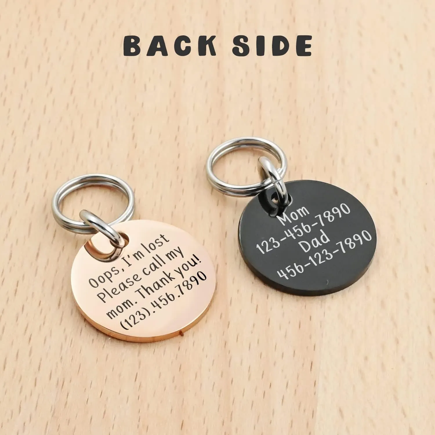 Personalized Lovely Symbols Dog Tags and Cat Custom Engraved Stainless Steel Pet ID Tag (Large, Rose Gold)