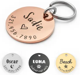 Personalized Lovely Symbols Dog Tags and Cat Custom Engraved Stainless Steel Pet ID Tag (Large, Rose Gold)