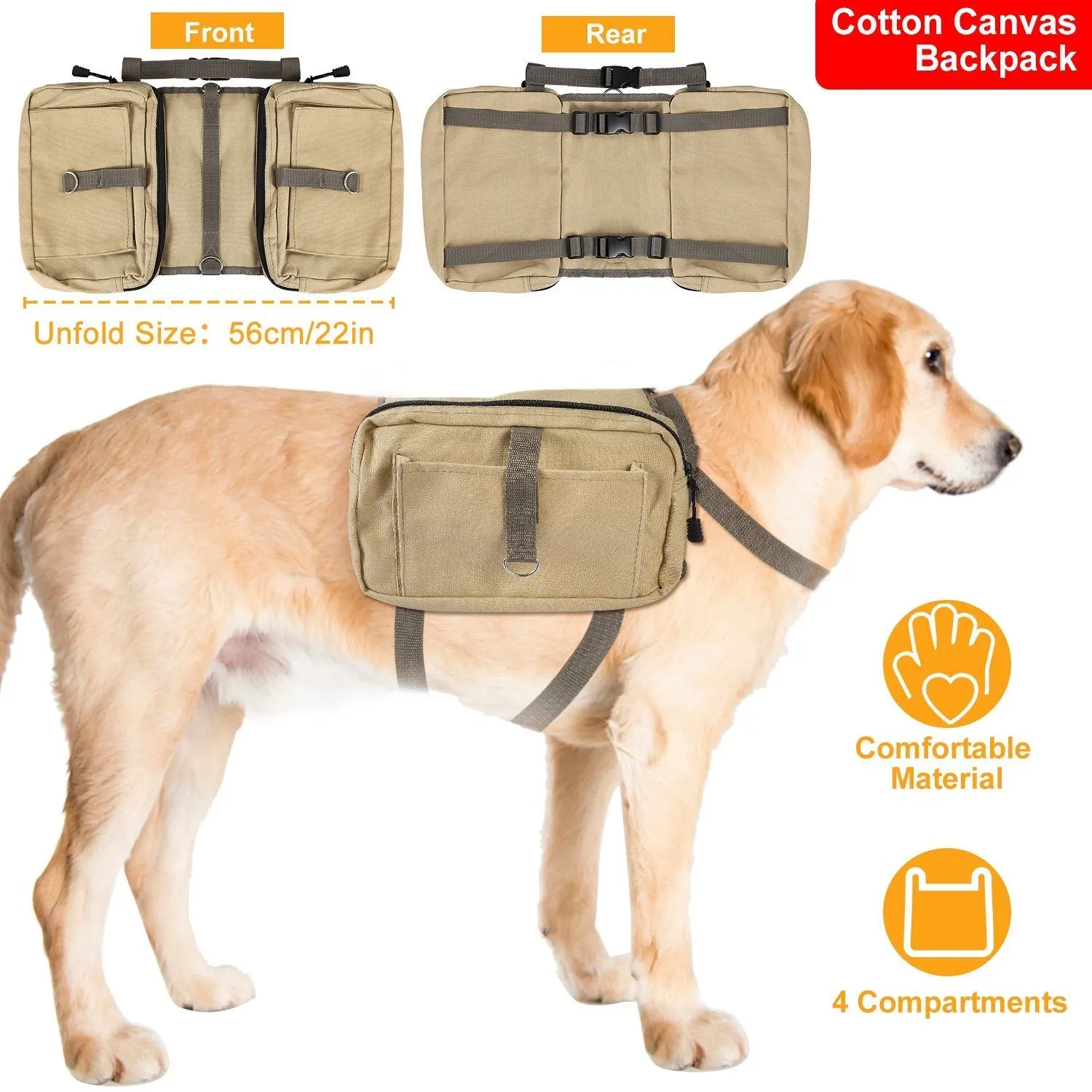 Pet Dog Backpack Hound Hiking Camping Saddle Bag