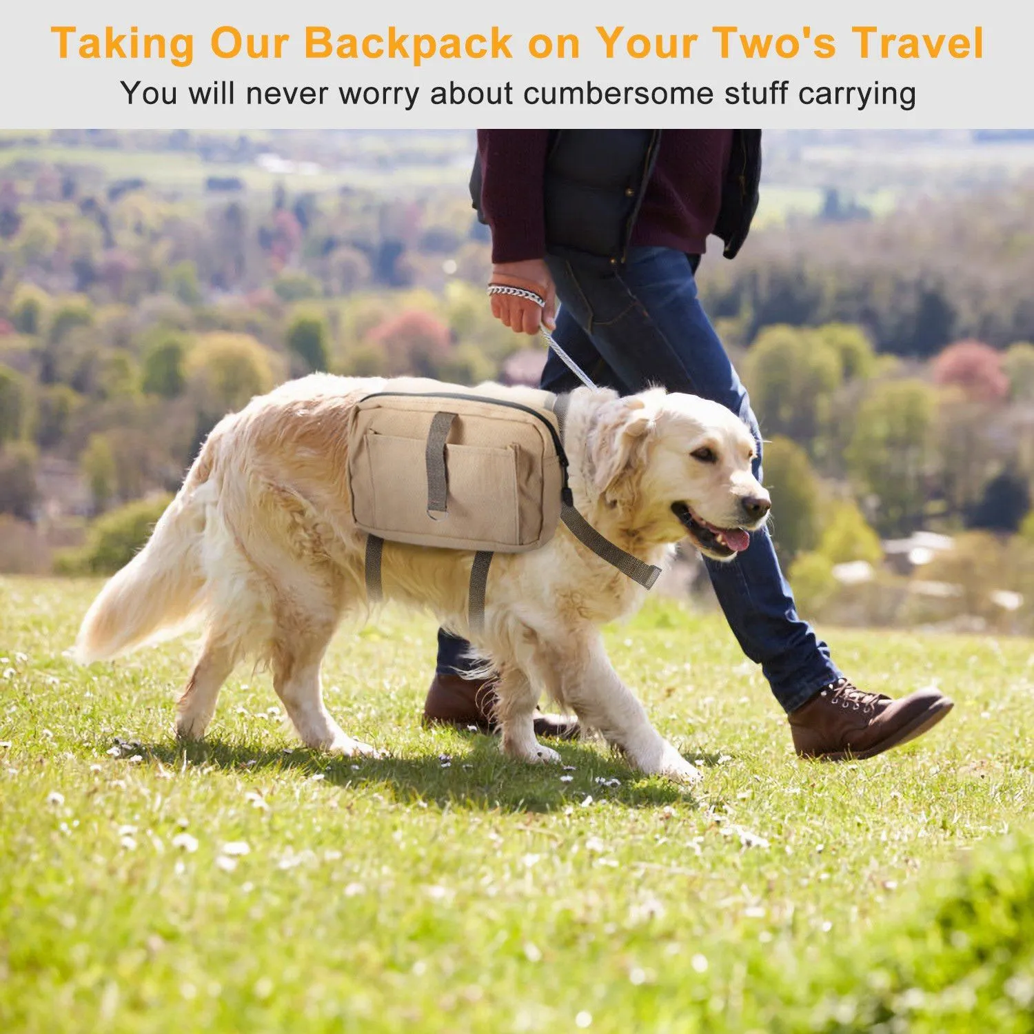 Pet Dog Backpack Hound Hiking Camping Saddle Bag