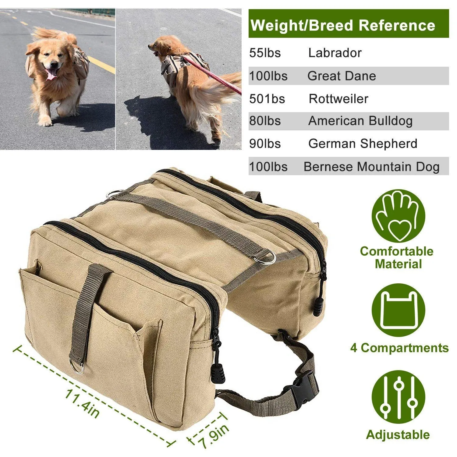Pet Dog Backpack Hound Hiking Camping Saddle Bag