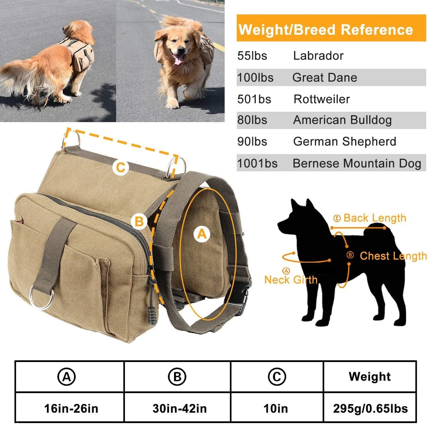 Pet Dog Backpack Hound Hiking Camping Saddle Bag