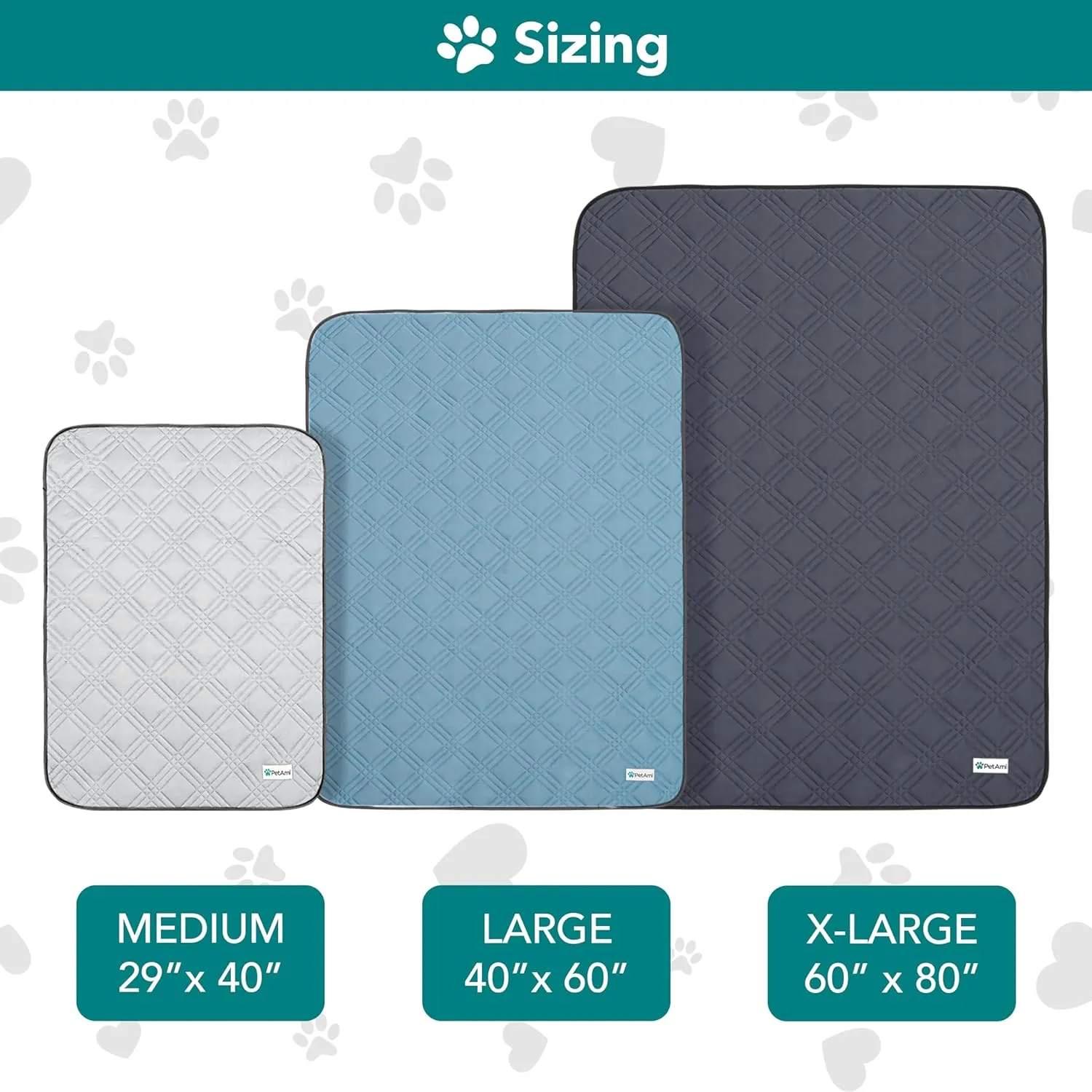 PetAmi Waterproof Cooling Mat for Dog, Premium Pet Cooling Blanket for Bed Crate, Anti Slip Indoor Dog Cool Pad for Sleeping, Q-MAX Large Sofa Couch Cover Mat for Cat, Grey, 60x80