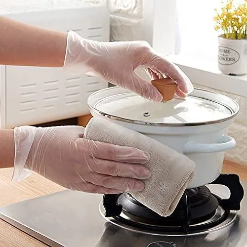 Powder Free, Latex Free, Disposable Vinyl Gloves, Size Large, 10 Packs of 100 Gloves (1,000 gloves) - Disposable Vinyl Gloves Large