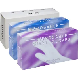 Powder Free, Latex Free, Disposable Vinyl Gloves, Size Large, 10 Packs of 100 Gloves (1,000 gloves) - Disposable Vinyl Gloves Large