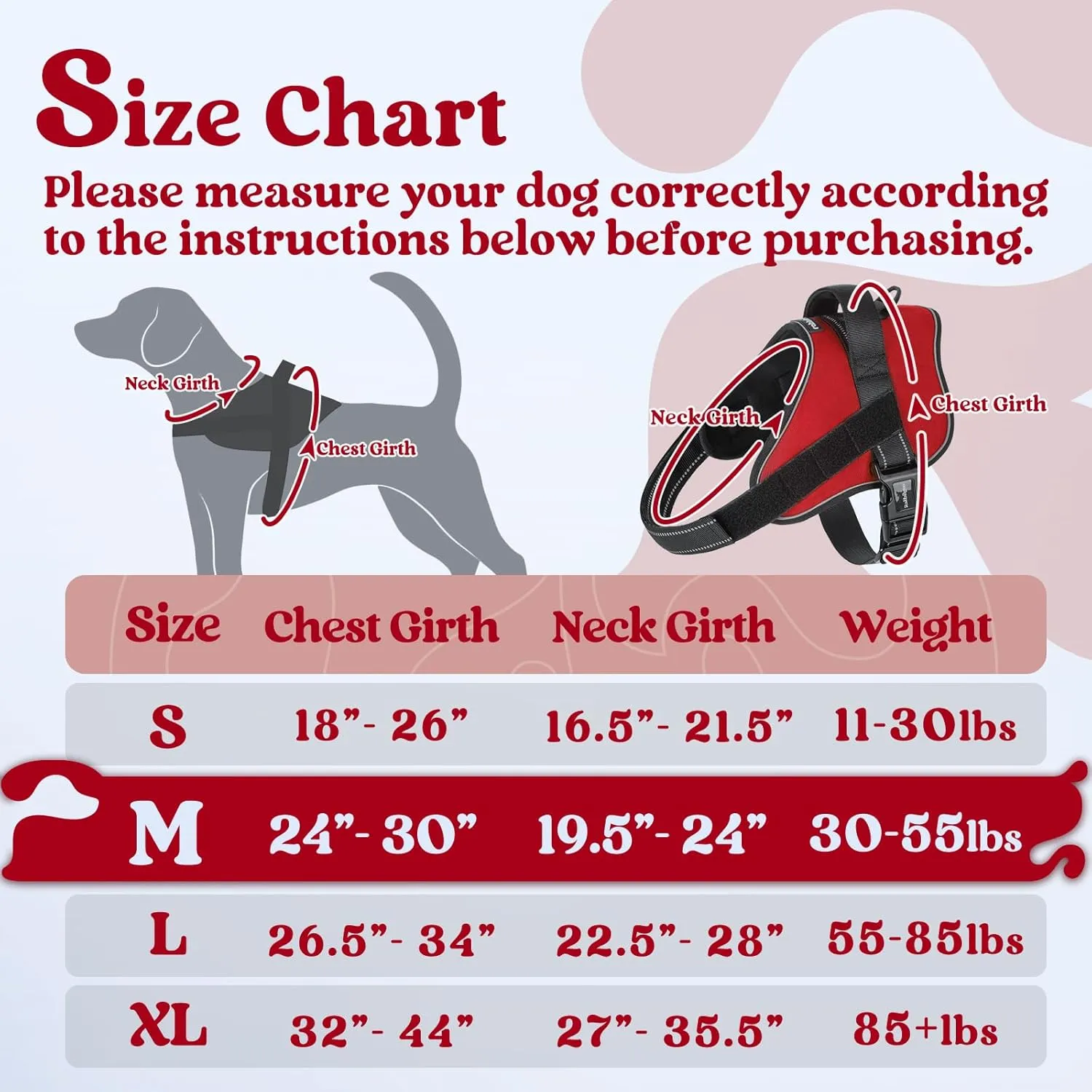 rabbitgoo Dog Harness Medium Sized, No Pull No Choke Pet Vest, Easy Wearing with One Buckle, Adjustable Reflective Harness Buddy with Personalized Molle for Walking, Training, Red, M