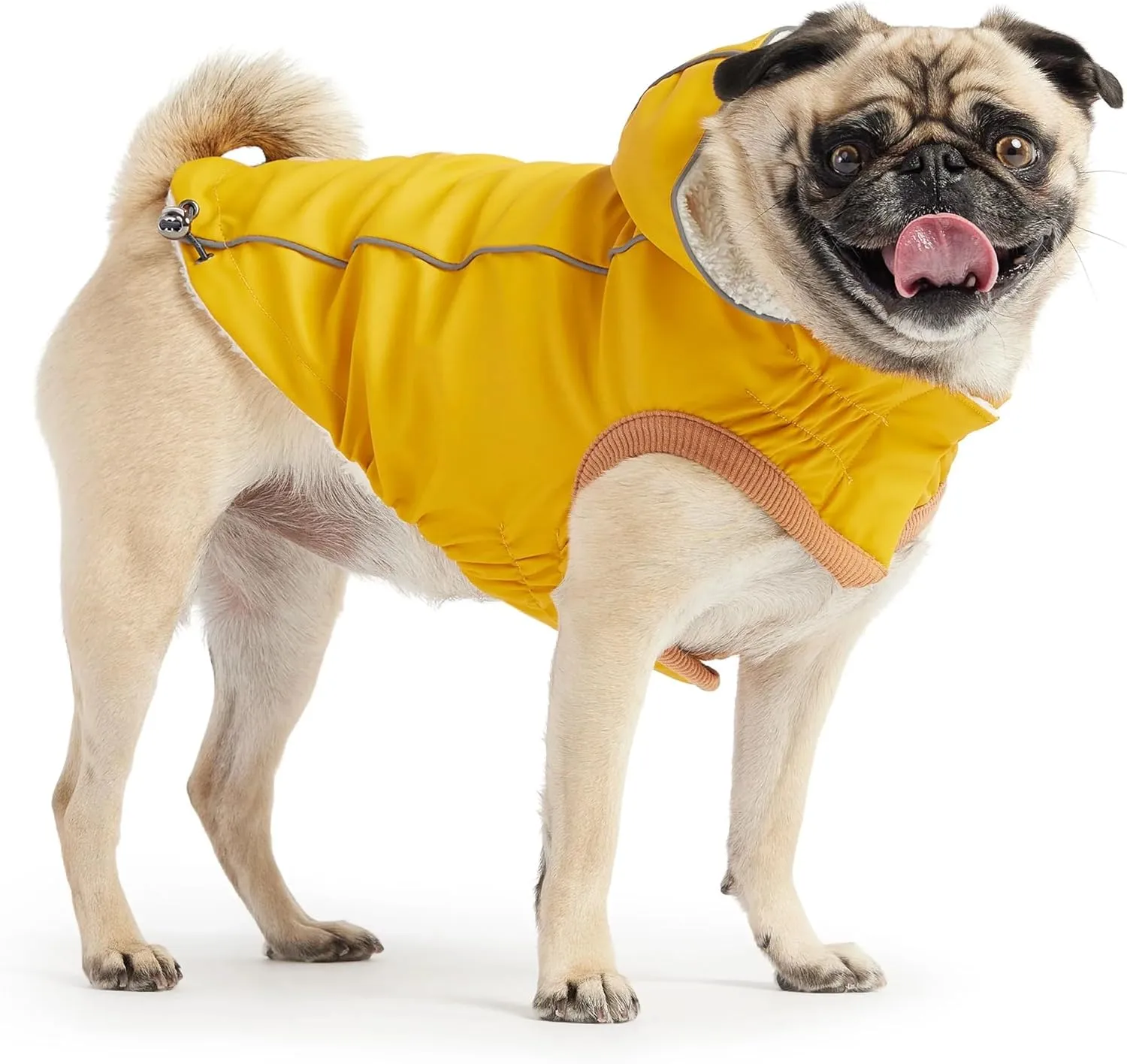 Raincoat for Dogs | Insulated & Reflective Waterproof Dog Rain Coat Jacket with Adjustable Hood, Neck, Chest | Comfortable & Easy-On Dog Rain Coats for Pets - Yellow - Large