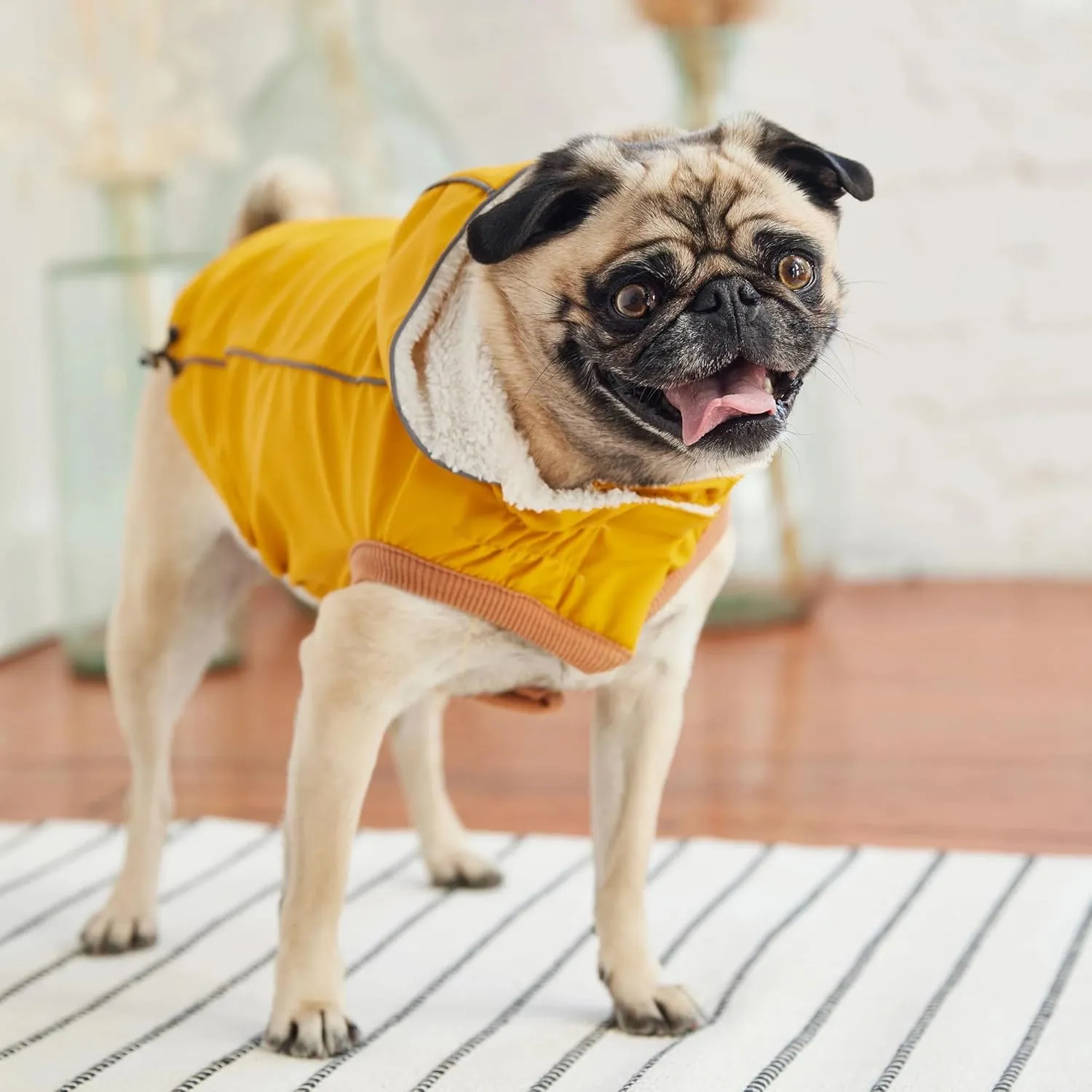 Raincoat for Dogs | Insulated & Reflective Waterproof Dog Rain Coat Jacket with Adjustable Hood, Neck, Chest | Comfortable & Easy-On Dog Rain Coats for Pets - Yellow - Large