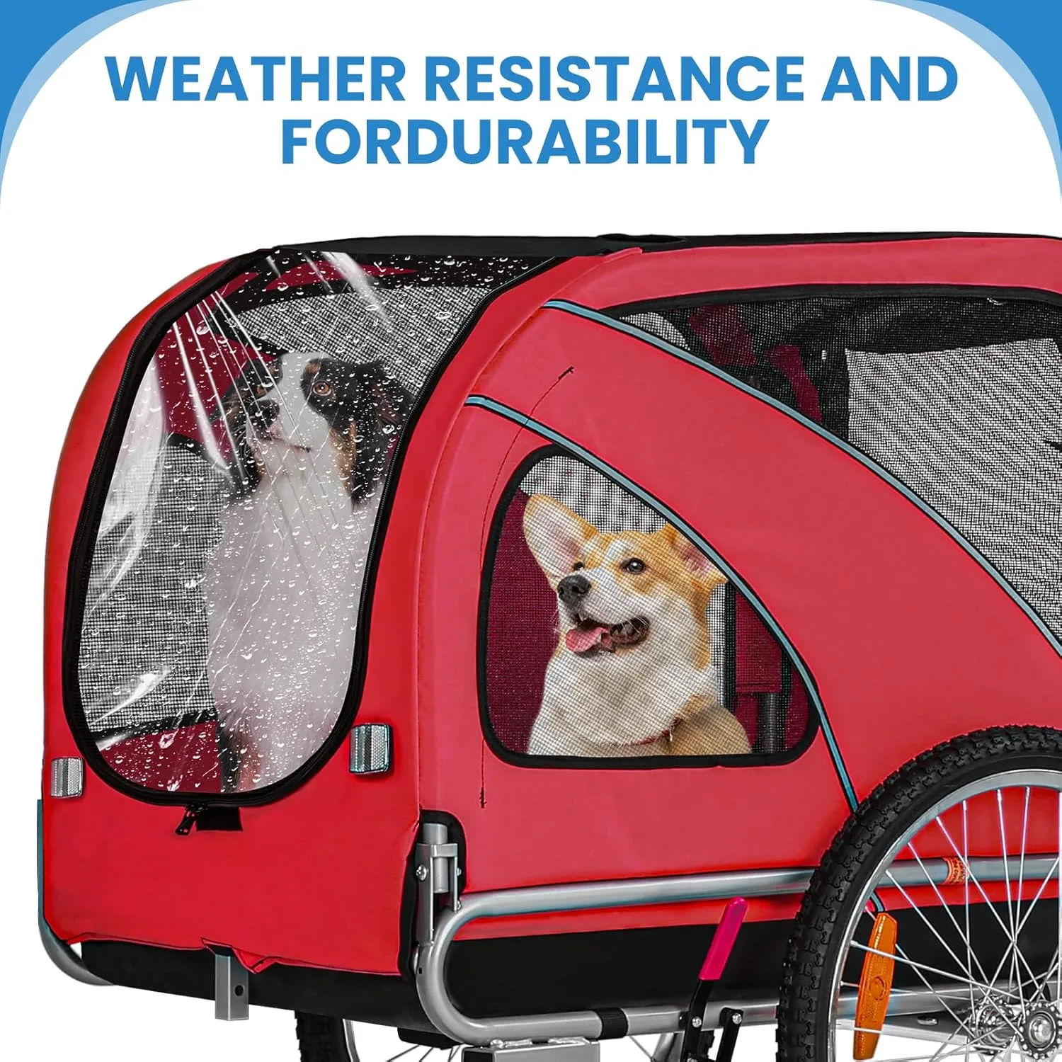 Sepnine 2 in 1 Pet Bicycle Trailer with a 6" Stroller Wheel Suitable for Small and Medium Dogs, Carrier Up to 66/88 LBS, Easy Folding Cart Frame, Quick Release Wheel, Universal Bicycle Coupler