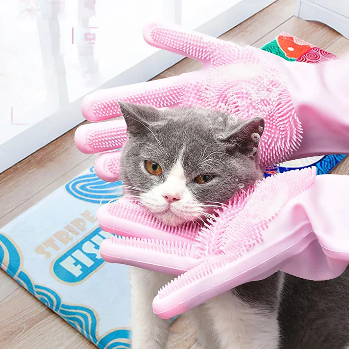 Silicone Pet Grooming Gloves for Cats and Dogs – Bathing, Hair Removal, and Cleaning Glove