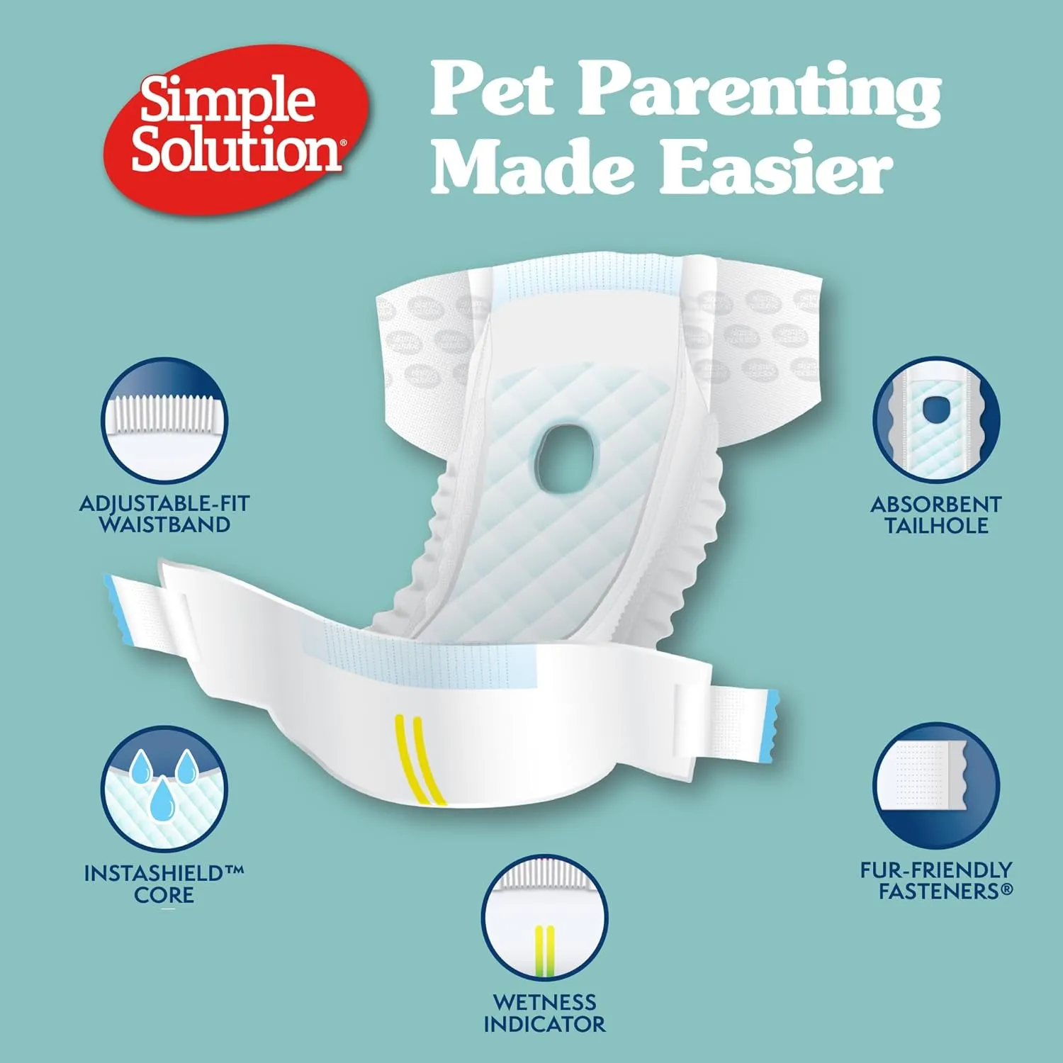 Simple Solution Disposable Dog Diapers For Female Dogs XXL Waist 22to37in 30 Count