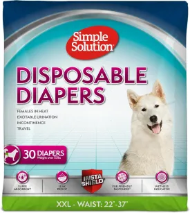 Simple Solution Disposable Dog Diapers For Female Dogs XXL Waist 22to37in 30 Count