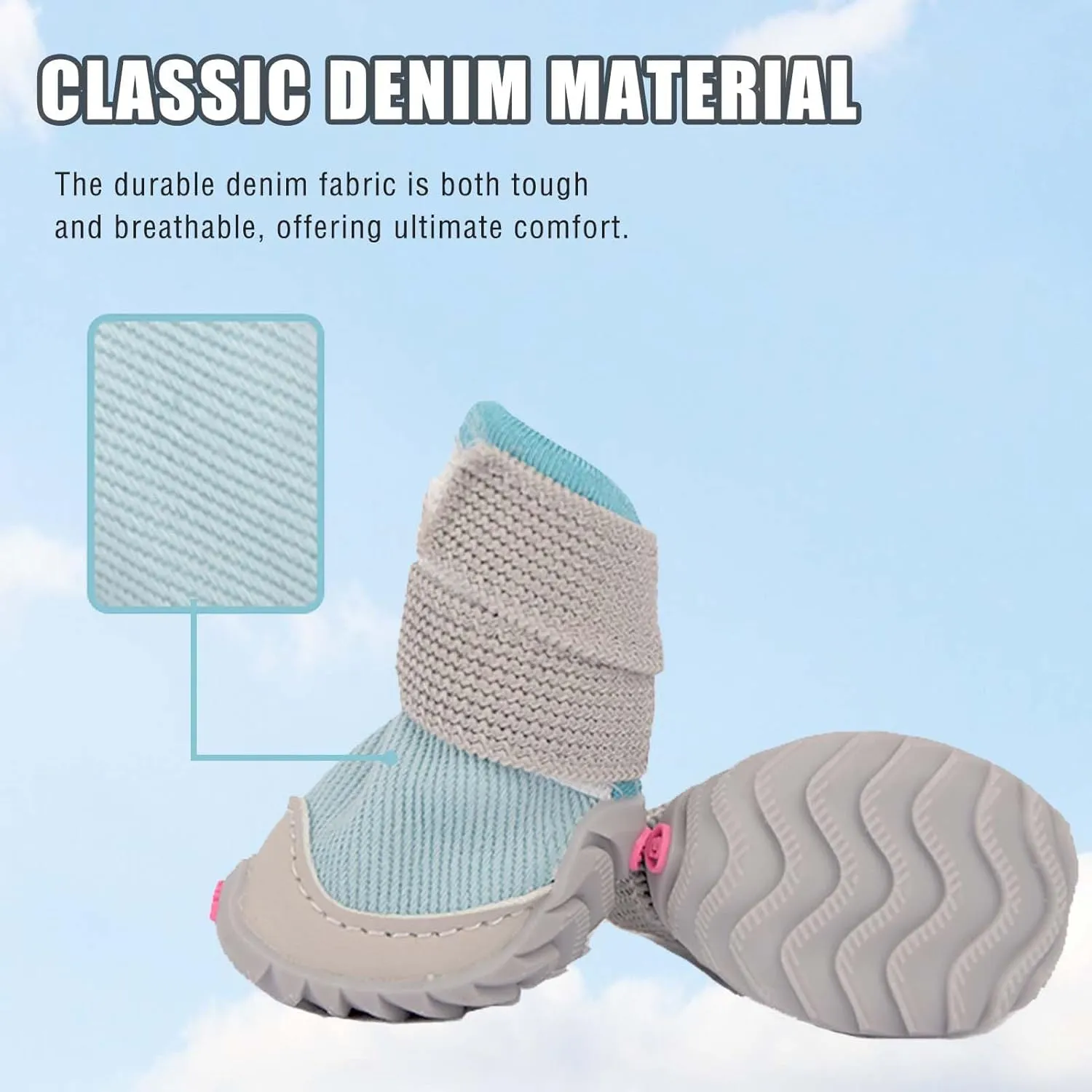 Soft Dog Shoes for Small Dogs,Dog Paw Protector for Outdoor Activies,Anti-Slip Dog Boots, Size 1, Blue