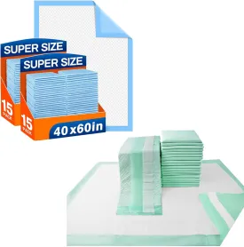 Total 60 Pads-Disposable Bed Pads 40"X60" (30pcs) and 30"X36" (30pcs) Extra Large Pee Pads for Incontinence Heavy Duty Super Absorbent Underpads Waterproof Chucks Pads for Adults,Elderly or Pets.