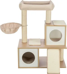 TRIXIE Addison 35.5-in Cat Tree, Modern Wood Cat Tower, Sisal Scratching Posts & Pads, 2 Condos, Hammock, Cozy Bed