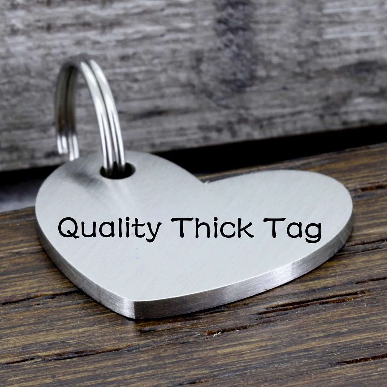 Ultra Joys Custom Personalized Pet ID Tag - Brushed Stainless Steel Heart Dog Tag, Silver, Small