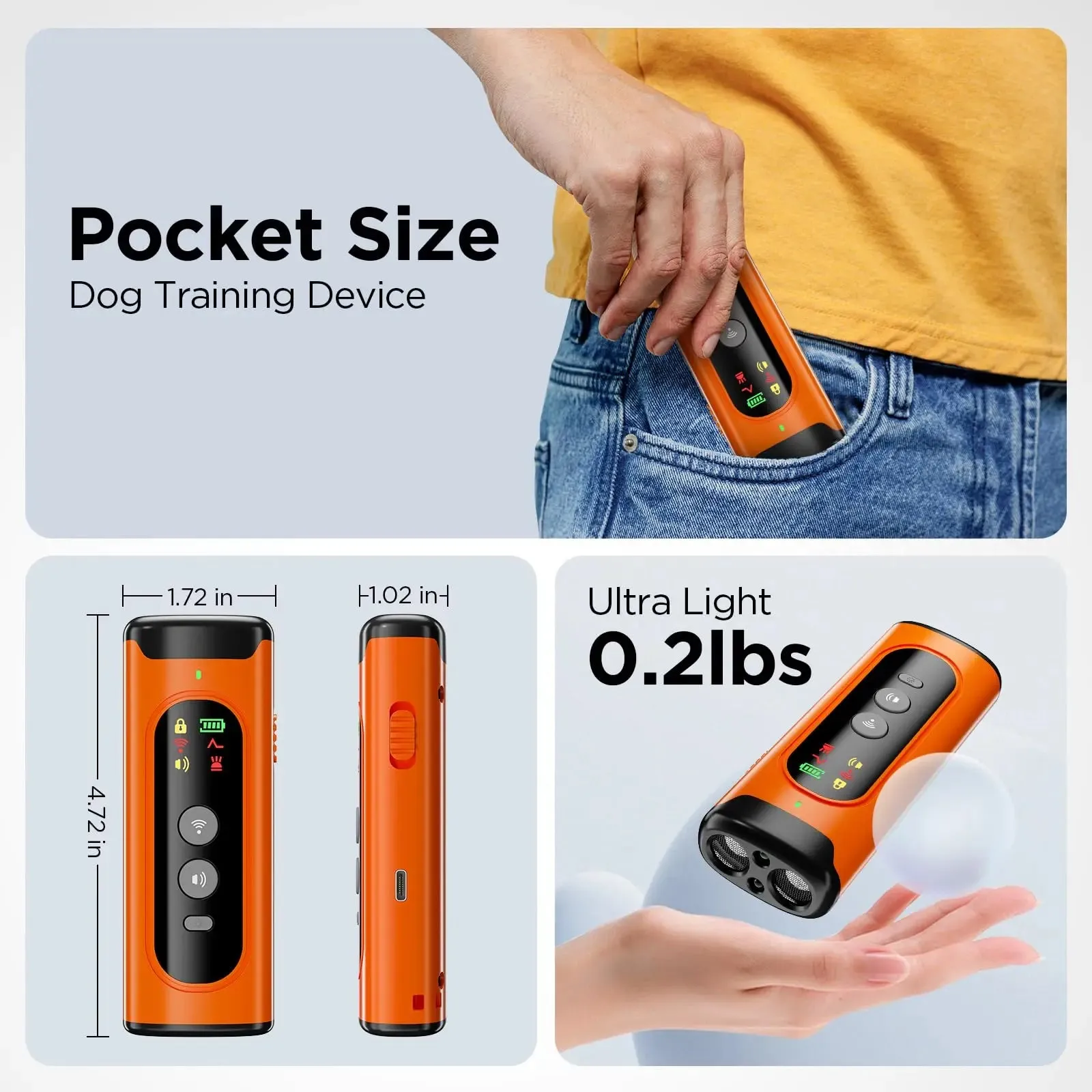 Ultrasonic Dog Repeller | 50FT Range Dog Bark Deterrent Device | Anti-Bark Device for Dog Training | With LED Flashlight