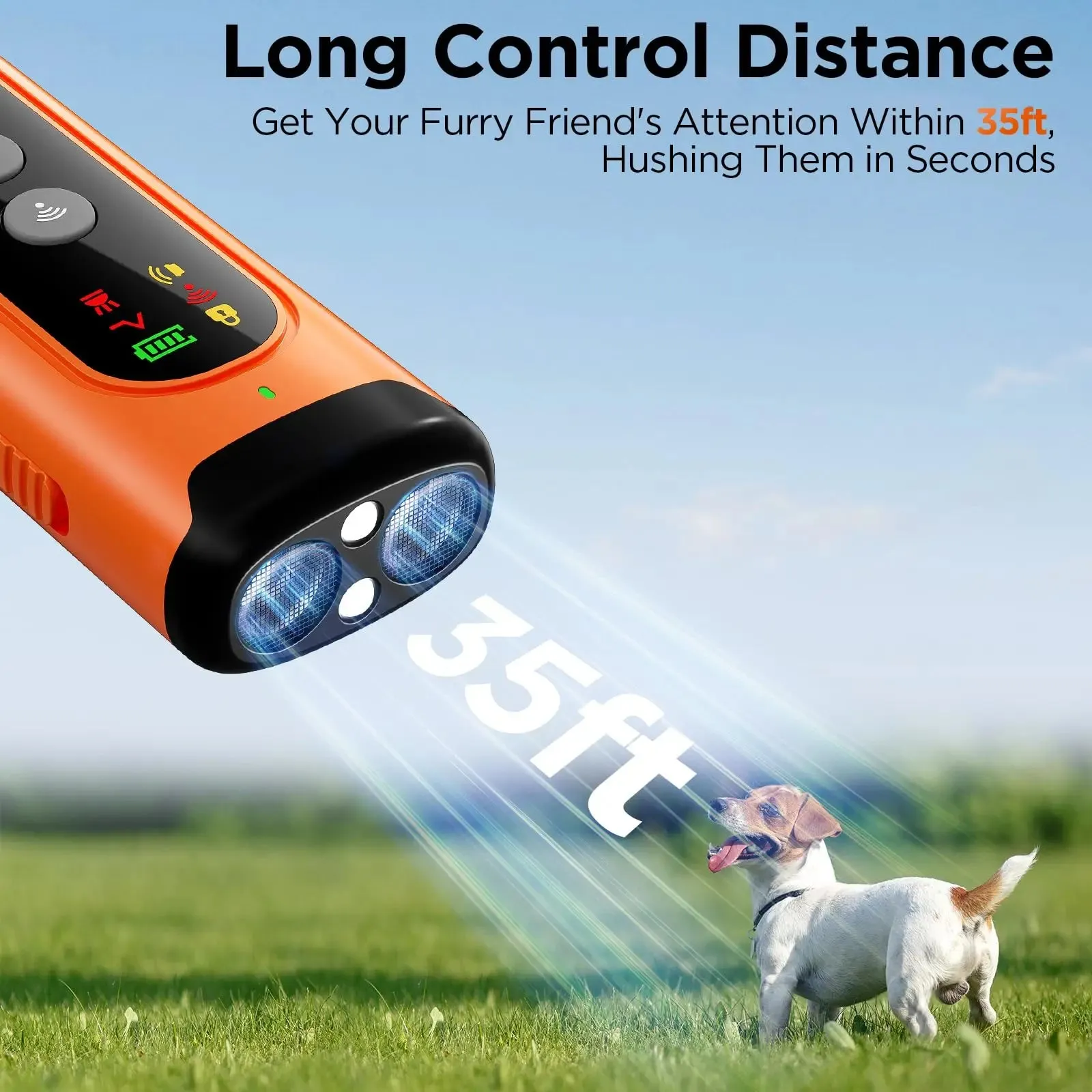 Ultrasonic Dog Repeller | 50FT Range Dog Bark Deterrent Device | Anti-Bark Device for Dog Training | With LED Flashlight