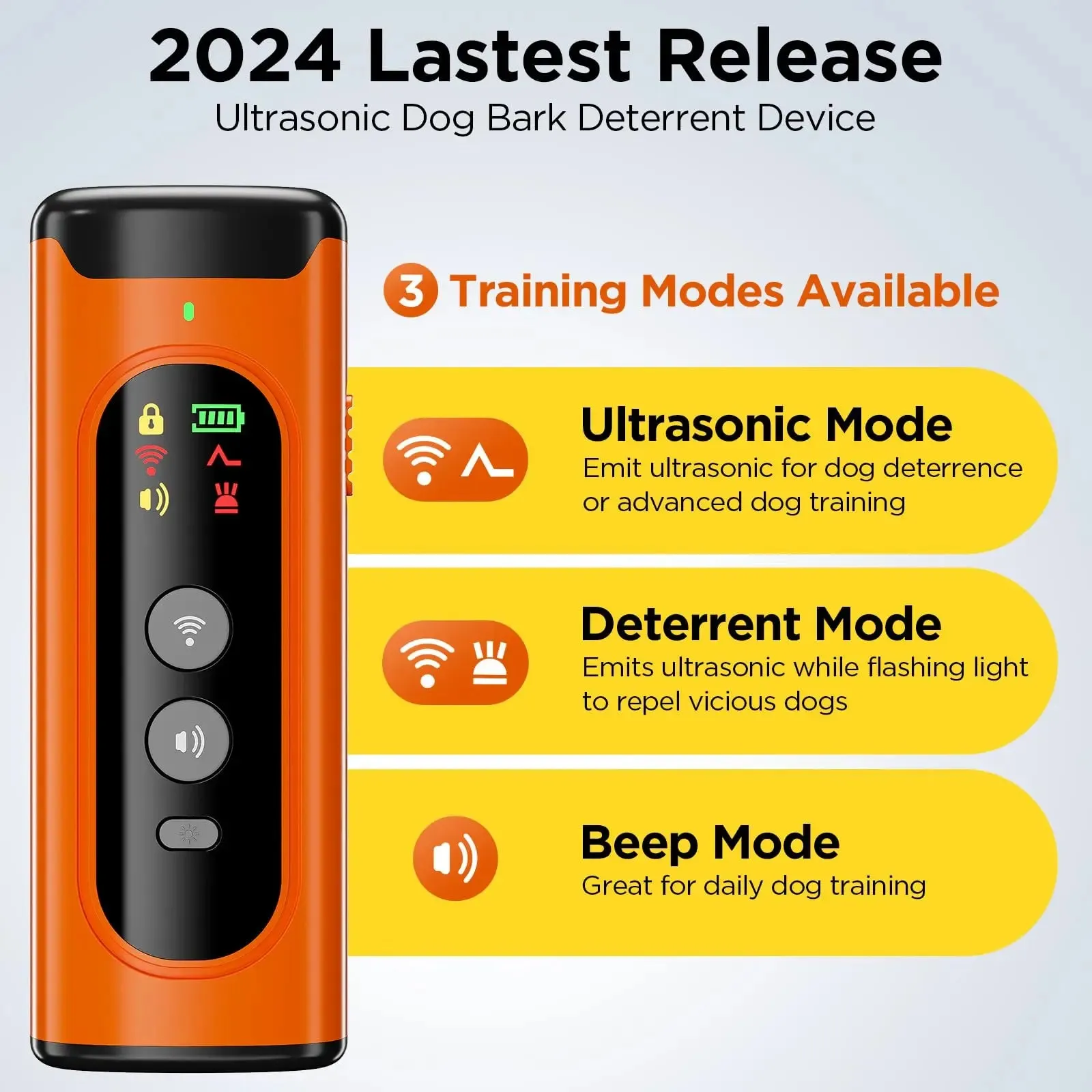 Ultrasonic Dog Repeller | 50FT Range Dog Bark Deterrent Device | Anti-Bark Device for Dog Training | With LED Flashlight