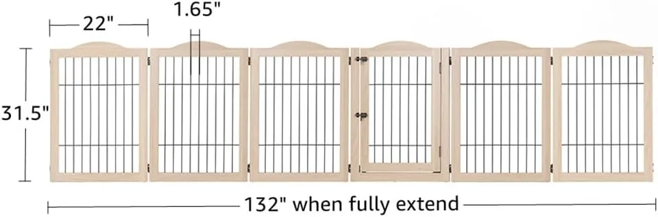 unipaws 132" Extra Wide Dog Gate and Pet Playpen, Free Standing Tall Dog Fence with Walk Through Door, Dog Barriers for Home, Use as Indoor Dogs Cats Pen, Rabbit Pen, Nature
