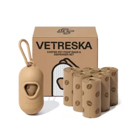 Vetreska - Coffee Pet Poop Bags & Dispenser Set (1 Dispenser   7 Rolls)