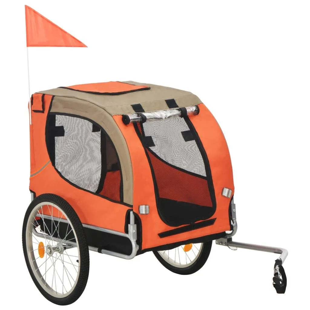 VIDA XL Foldable Pet Bike Trailer (Orange/Red)