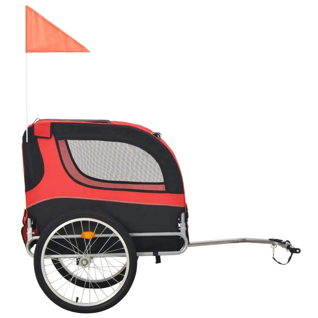 VIDA XL Foldable Pet Bike Trailer (Orange/Red)