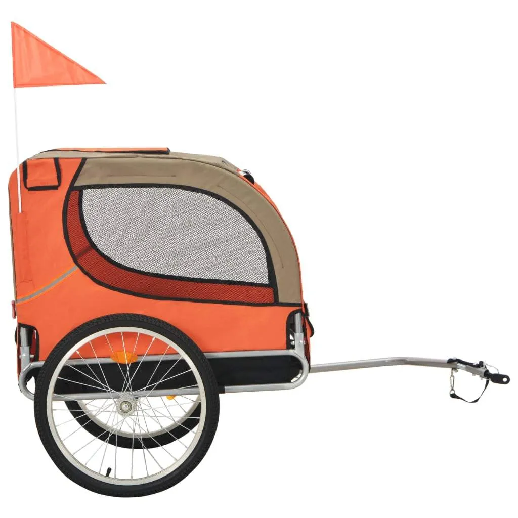 VIDA XL Foldable Pet Bike Trailer (Orange/Red)