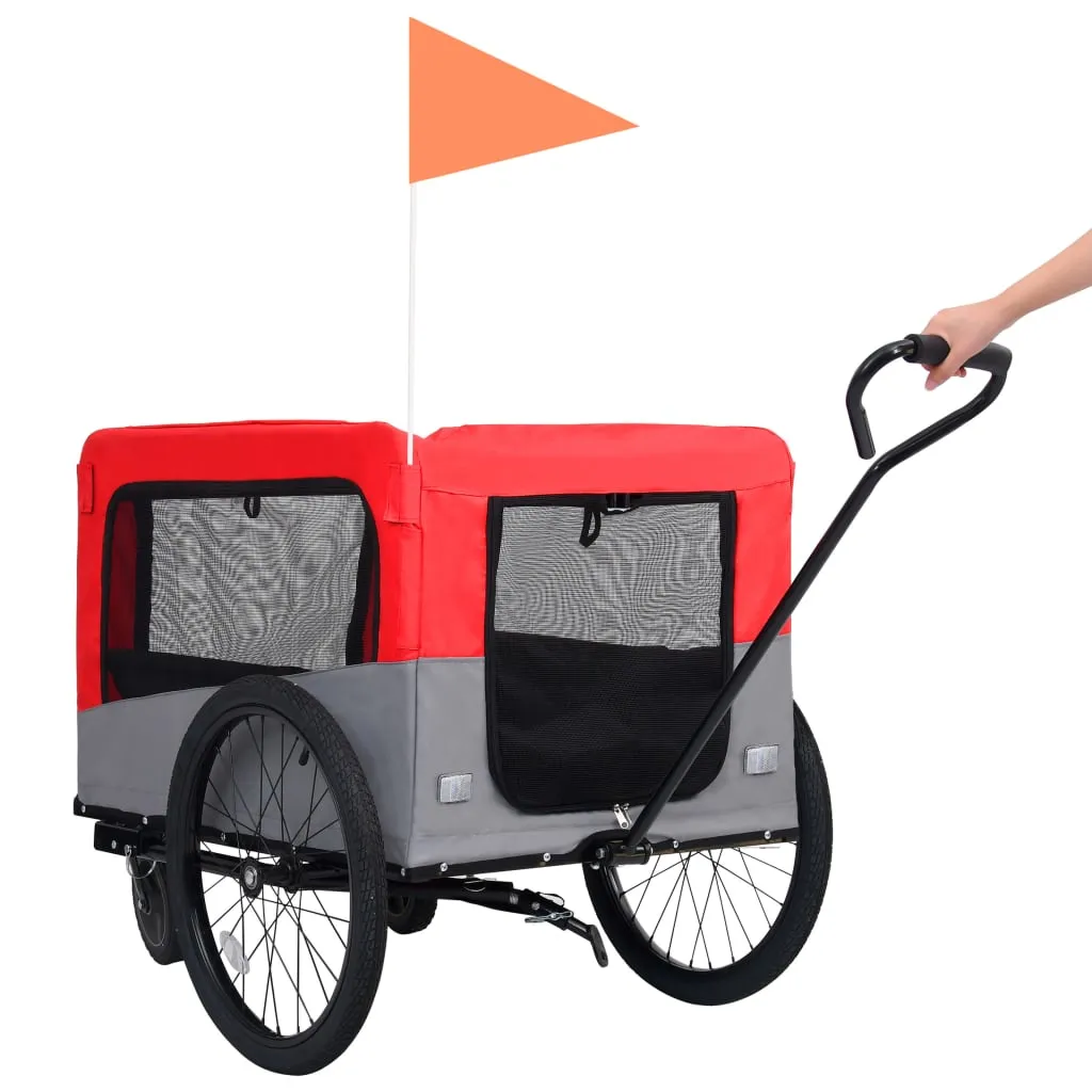 vidaXL 2-in-1 Pet Bike Trailer & Jogging Stroller Red and Grey
