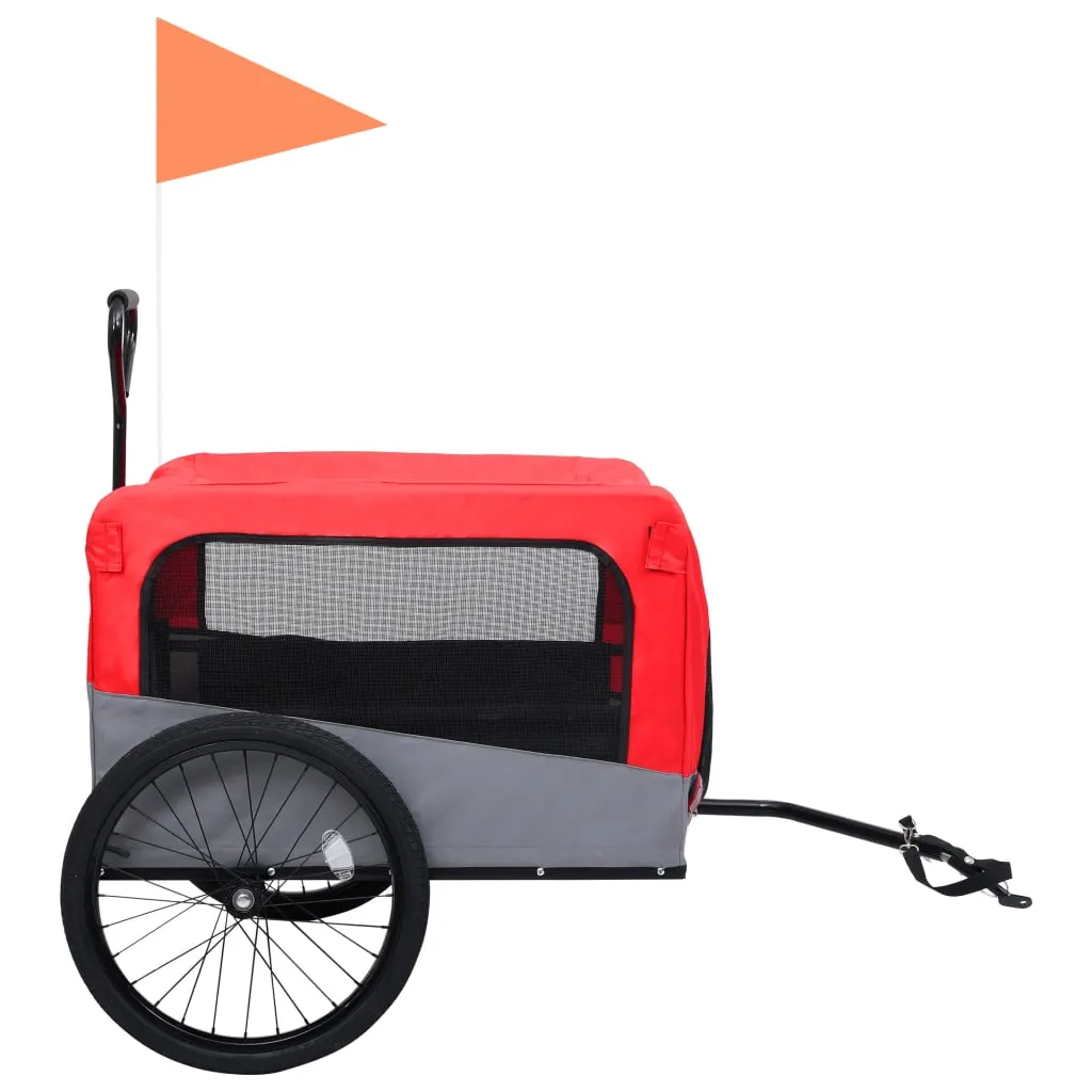 vidaXL 2-in-1 Pet Bike Trailer & Jogging Stroller Red and Grey