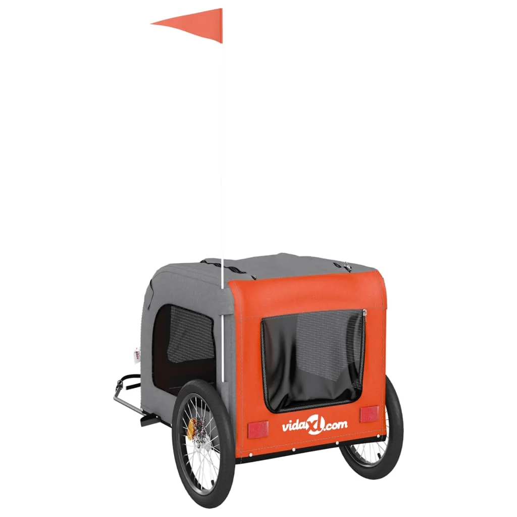 vidaXL Pet Bike Trailer Orange and Grey Oxford Fabric&Iron