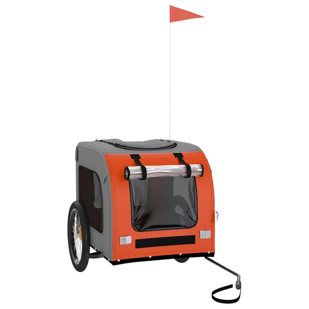 vidaXL Pet Bike Trailer Orange and Grey Oxford Fabric&Iron
