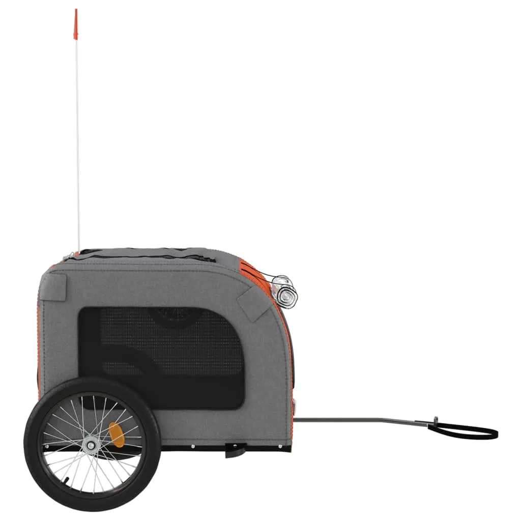 vidaXL Pet Bike Trailer Orange and Grey Oxford Fabric&Iron