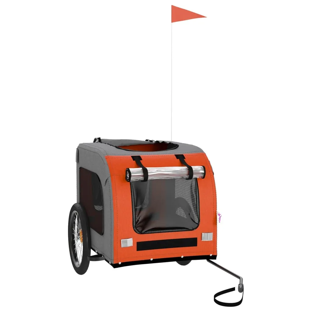 vidaXL Pet Bike Trailer Orange and Grey Oxford Fabric&Iron