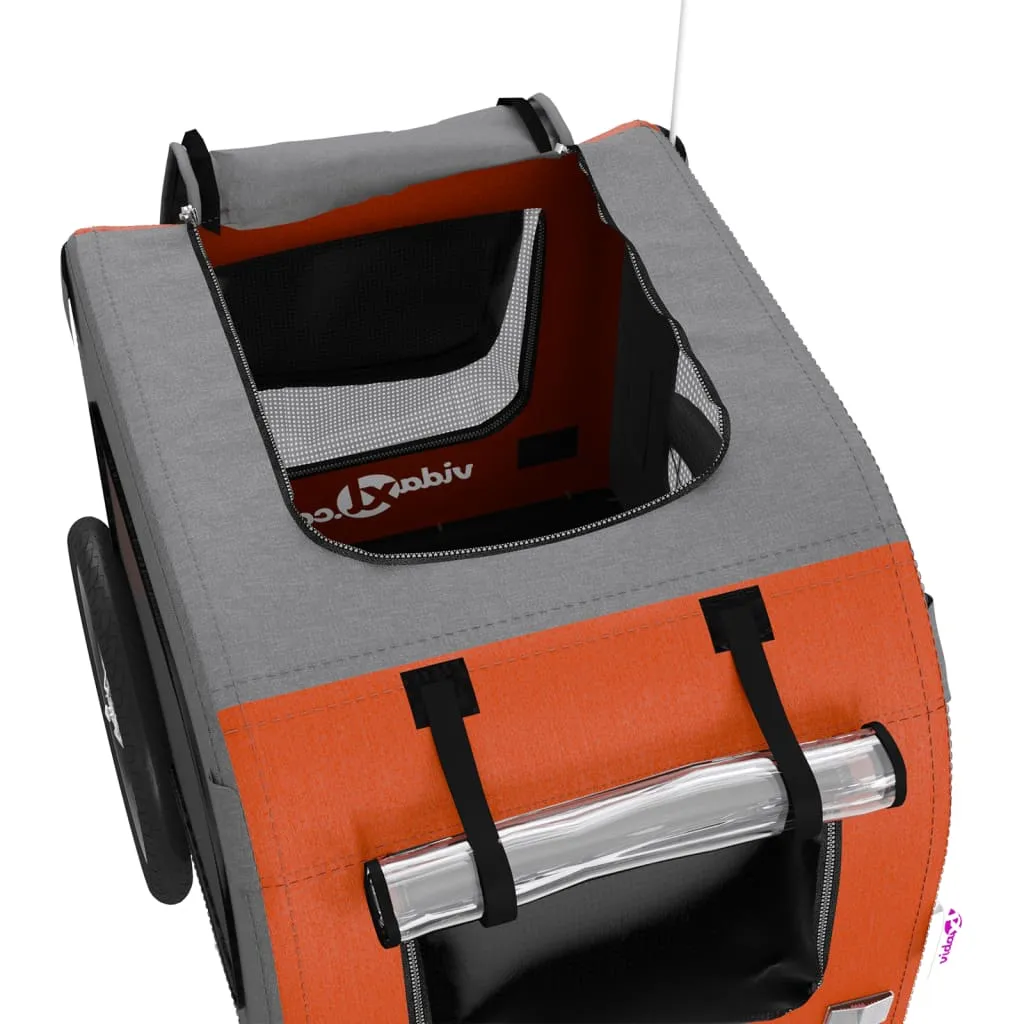 vidaXL Pet Bike Trailer Orange and Grey Oxford Fabric&Iron