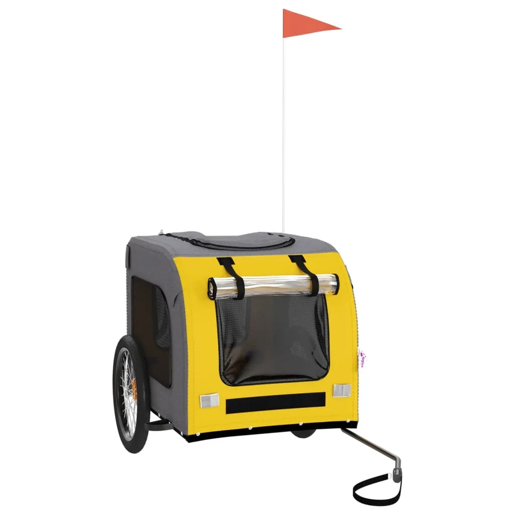 vidaXL Pet Bike Trailer Yellow and Grey Oxford Fabric&Iron