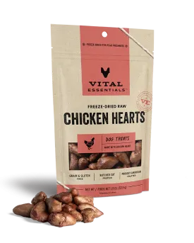 Vital Essentials Freeze-Dried Chicken Hearts Dog Treats 1.9oz